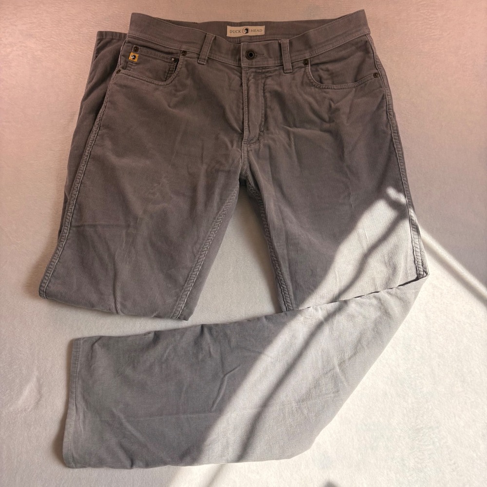 Duck Head Mens Gray Corduroy Pants Straight Leg 5-Pocket Size 32x32
